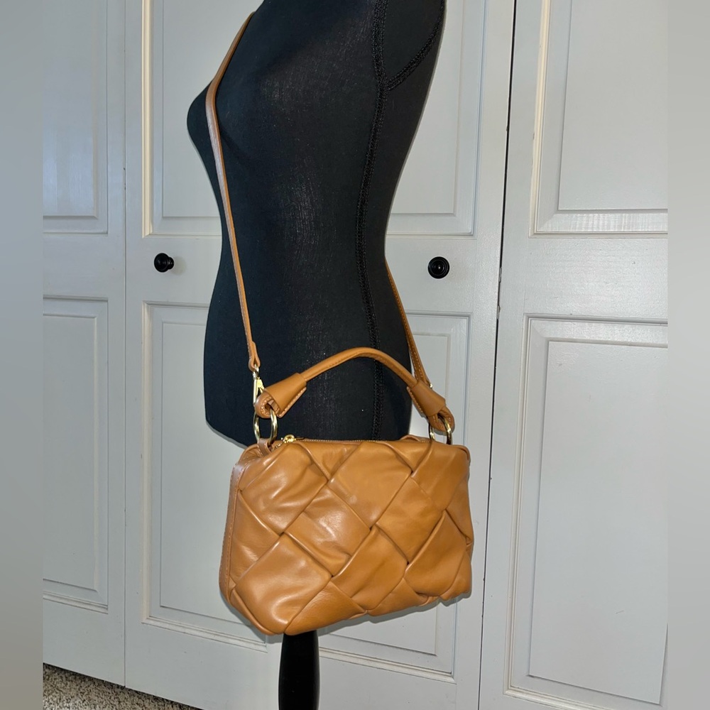 Tan Quilted Crossbody Bag